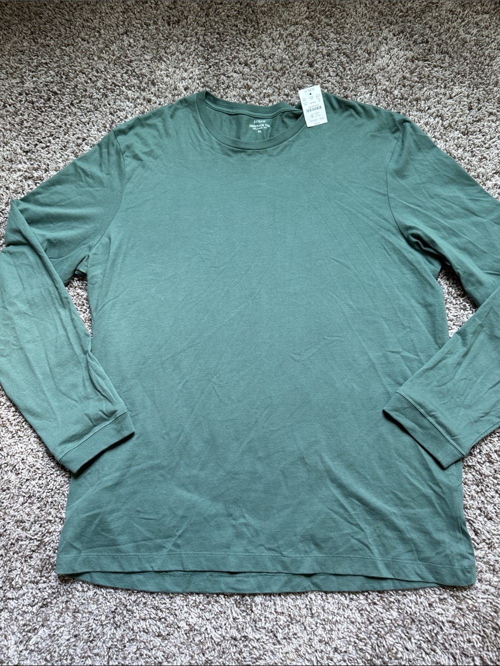 J.Crew Relaxed Fit Heritage Tee Men's Long Sleeve Crewneck Shirt - Green